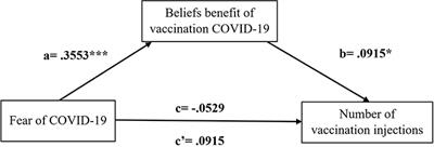 The effect of vaccination beliefs regarding vaccination benefits and COVID-19 fear on the number of vaccination injections
